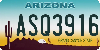 AZ license plate ASQ3916