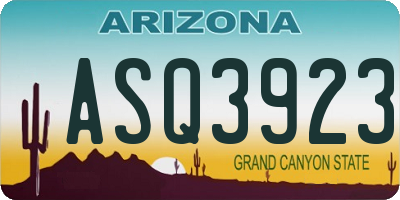 AZ license plate ASQ3923
