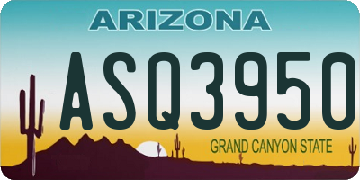 AZ license plate ASQ3950