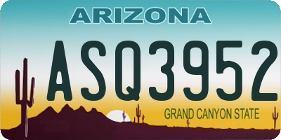 AZ license plate ASQ3952