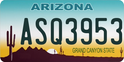 AZ license plate ASQ3953