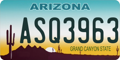 AZ license plate ASQ3963