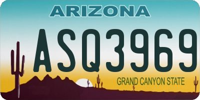 AZ license plate ASQ3969