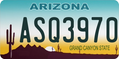 AZ license plate ASQ3970