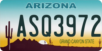 AZ license plate ASQ3972