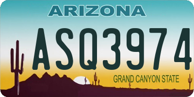 AZ license plate ASQ3974