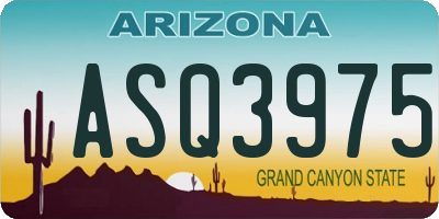 AZ license plate ASQ3975