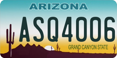 AZ license plate ASQ4006