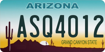 AZ license plate ASQ4012