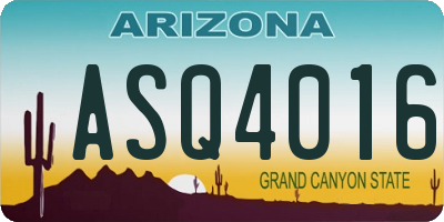 AZ license plate ASQ4016