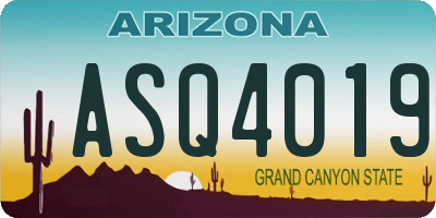 AZ license plate ASQ4019