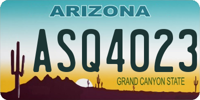 AZ license plate ASQ4023