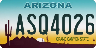AZ license plate ASQ4026