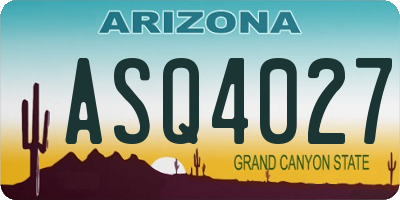 AZ license plate ASQ4027