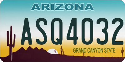 AZ license plate ASQ4032