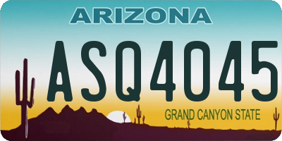 AZ license plate ASQ4045