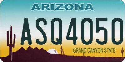 AZ license plate ASQ4050