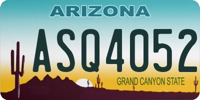 AZ license plate ASQ4052