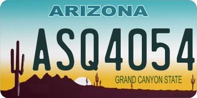 AZ license plate ASQ4054