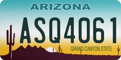 AZ license plate ASQ4061