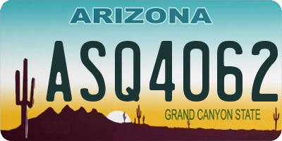 AZ license plate ASQ4062