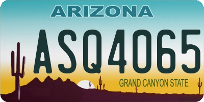 AZ license plate ASQ4065