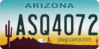 AZ license plate ASQ4072