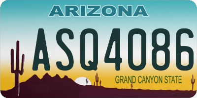 AZ license plate ASQ4086