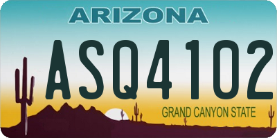 AZ license plate ASQ4102