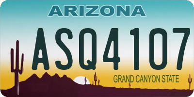AZ license plate ASQ4107