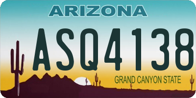 AZ license plate ASQ4138