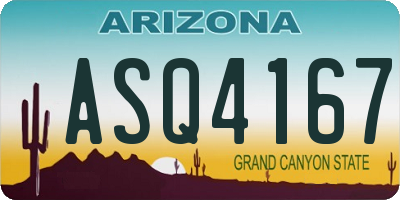 AZ license plate ASQ4167