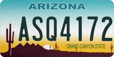 AZ license plate ASQ4172
