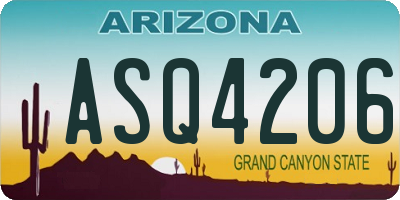 AZ license plate ASQ4206