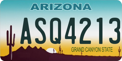 AZ license plate ASQ4213