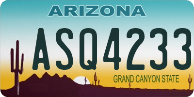 AZ license plate ASQ4233