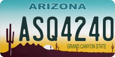 AZ license plate ASQ4240