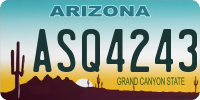 AZ license plate ASQ4243