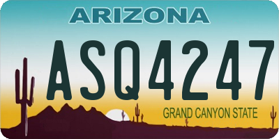 AZ license plate ASQ4247