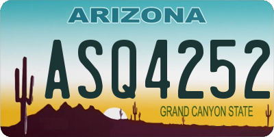 AZ license plate ASQ4252