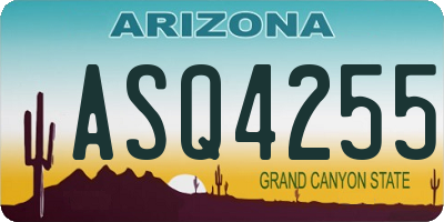 AZ license plate ASQ4255