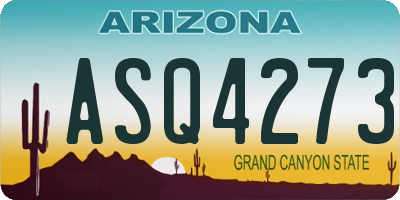 AZ license plate ASQ4273