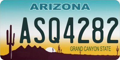 AZ license plate ASQ4282