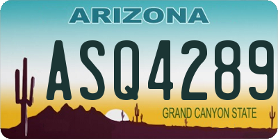 AZ license plate ASQ4289