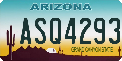 AZ license plate ASQ4293