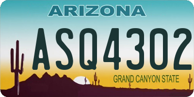 AZ license plate ASQ4302