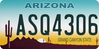 AZ license plate ASQ4306