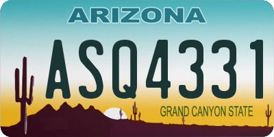AZ license plate ASQ4331