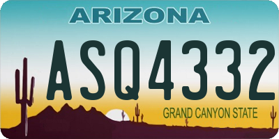 AZ license plate ASQ4332