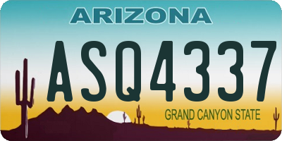 AZ license plate ASQ4337